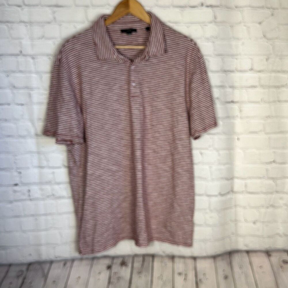 Vince Men's Slub Stripe Short Sleeve SS Polo Off White Vermouth size XL‎